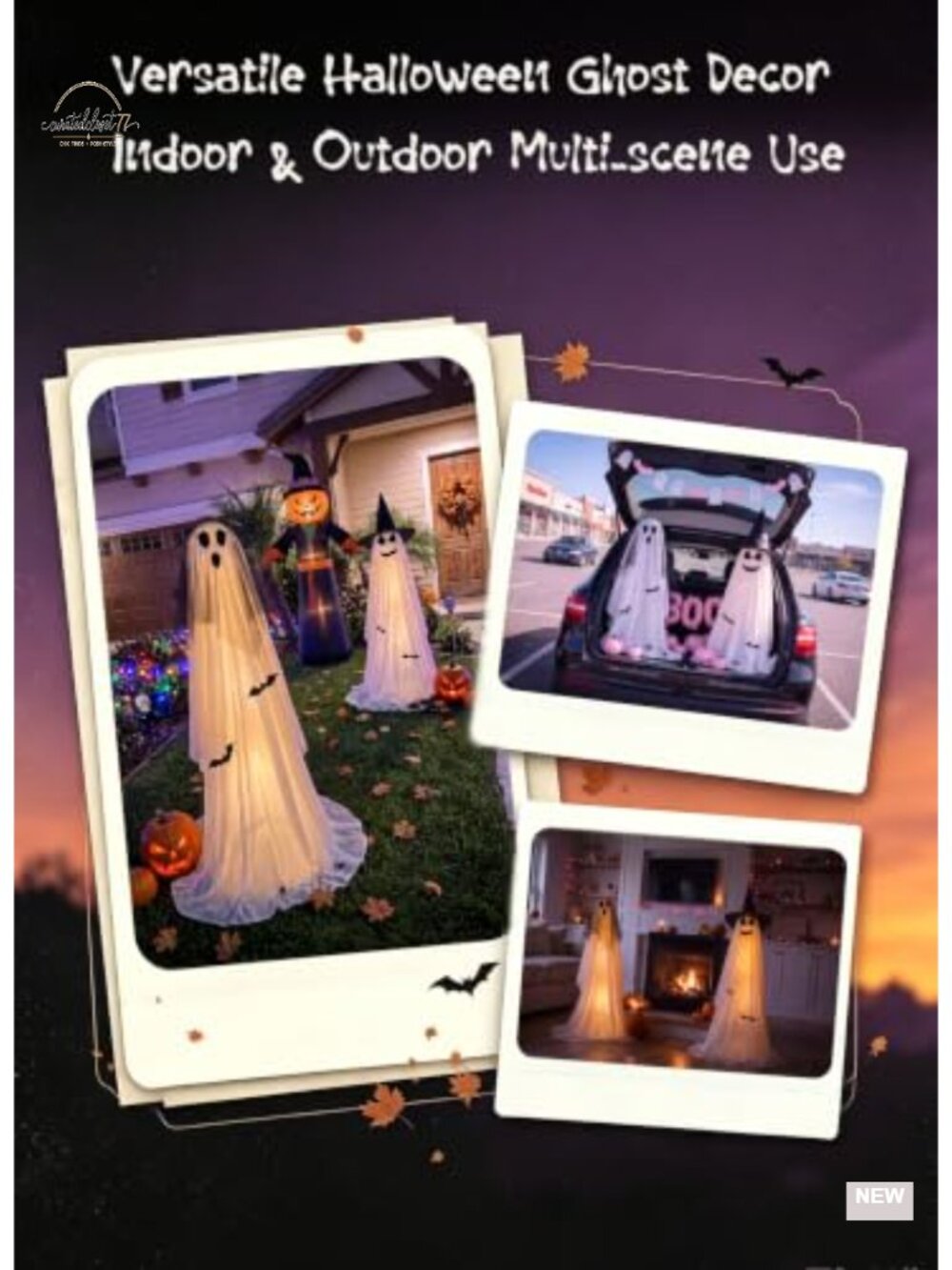 2 Pack Light Up Halloween Ghost Decorations with Remote, Timer, Adjustable - Picture 3 of 6